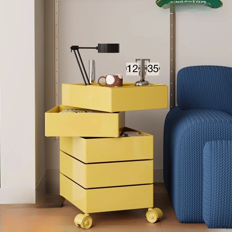 

Home living room pull-out trolley mobile rotating rack creative Rubik's cube bedside table snacks makeup cabinet