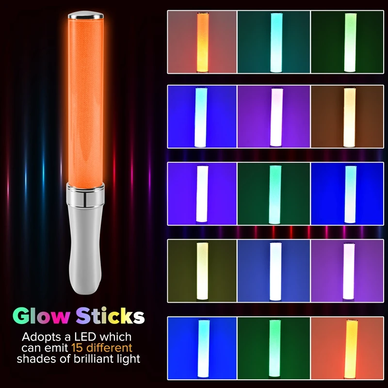 2 Pcs LED Light Sticks, 15 Colors, Light Sticks, Light Sticks, Concert Props