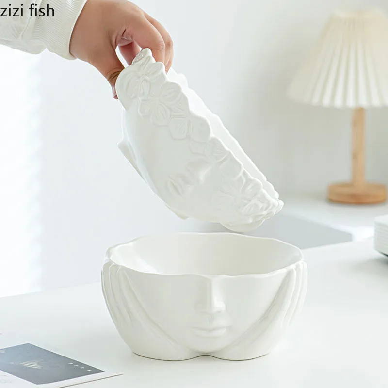 

Creative Girl Shaped Ceramic Fruit Plate Salad Plate Snack Plate Dry Fruit Plates Decorative Plates Household Creative Utensils