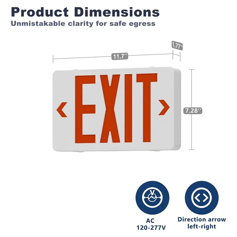 2026 Easy Use UL Listed LED Exit Light With Battery Backup, Red Emergency Light, Commercial Emergency Light Combo Sign 2Pack
