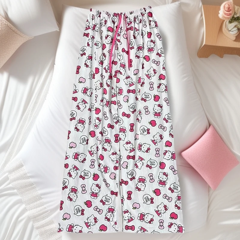 

M-XXL Anime Cartoon Hello Kitty Summer Pajama Pants Sanrio Home Pants Home Sleepwear Student Trousers Leisure Home Loungewear