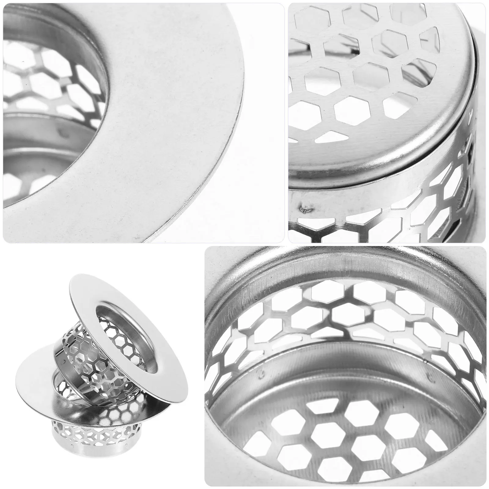 

2Pcs 304 Stainless Steel Drain Hair Catcher Sink Strainer Stopper Kitchen Bathroom Bathtub Shower Floor Drain Rust Resistant