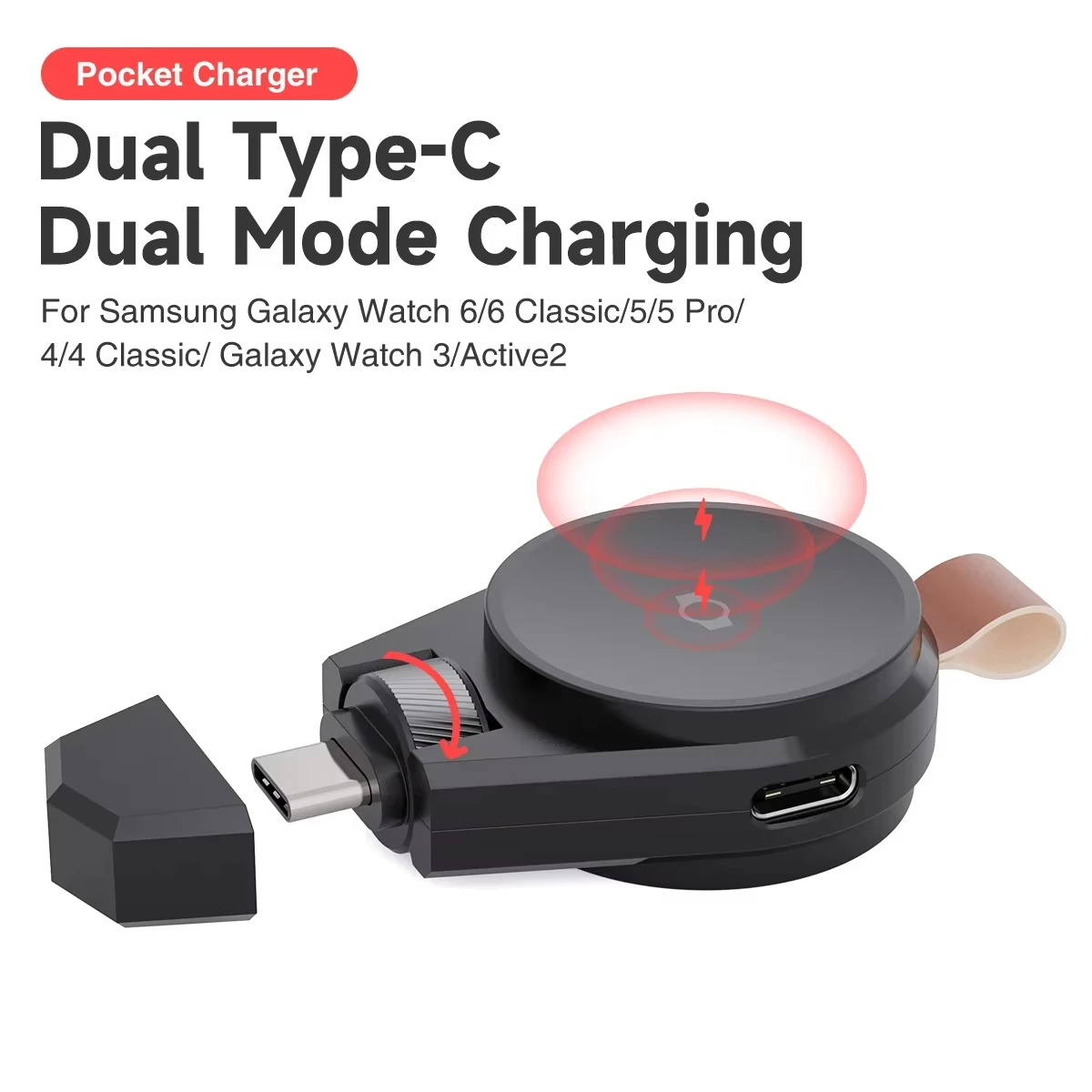 Dual Type c Magnetic Charger for Samsung Galaxy Watch Ultra/7 6/5/Pro/4/3/Active 2 Dock Charger for Watch 6/4 Classic