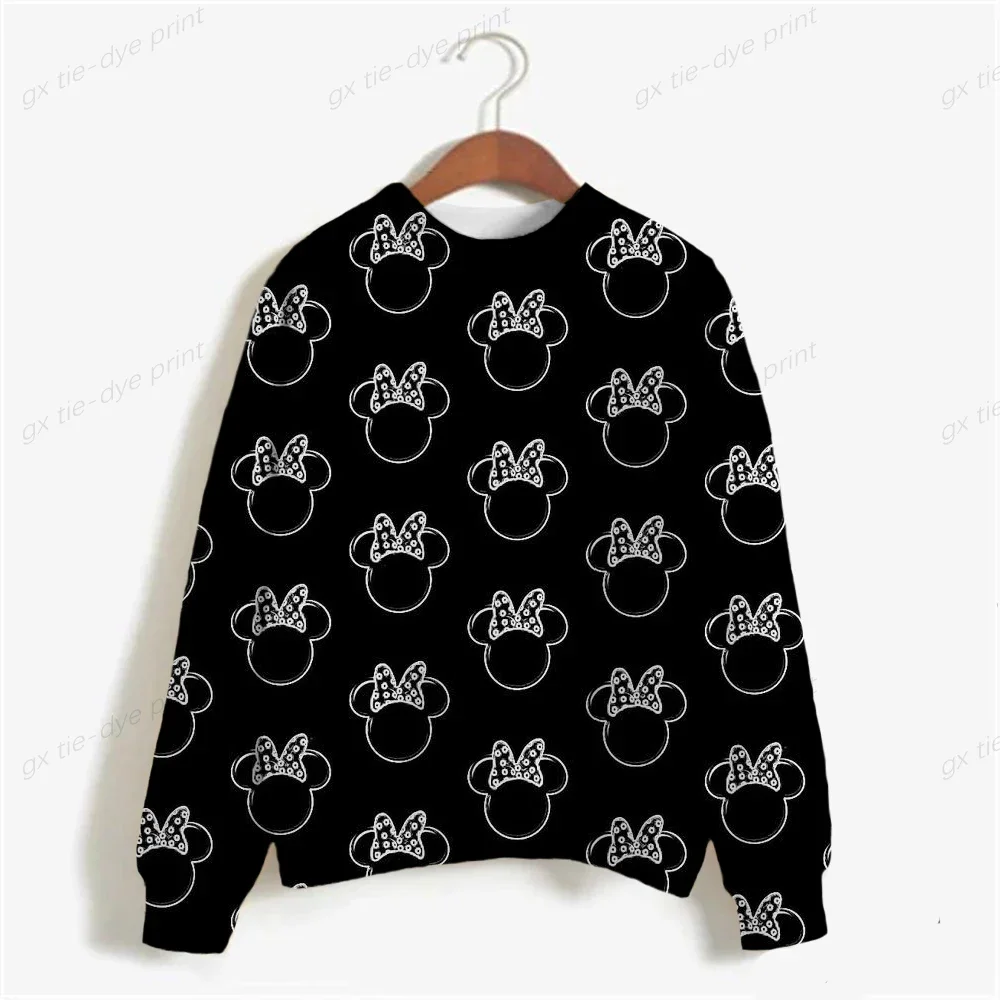 2024 Fall Ladies Hoodie Disney Minnie Mouse Print Women Loose Cartoon Ladies Harajuku Sweatshirt Ladies Korean Top