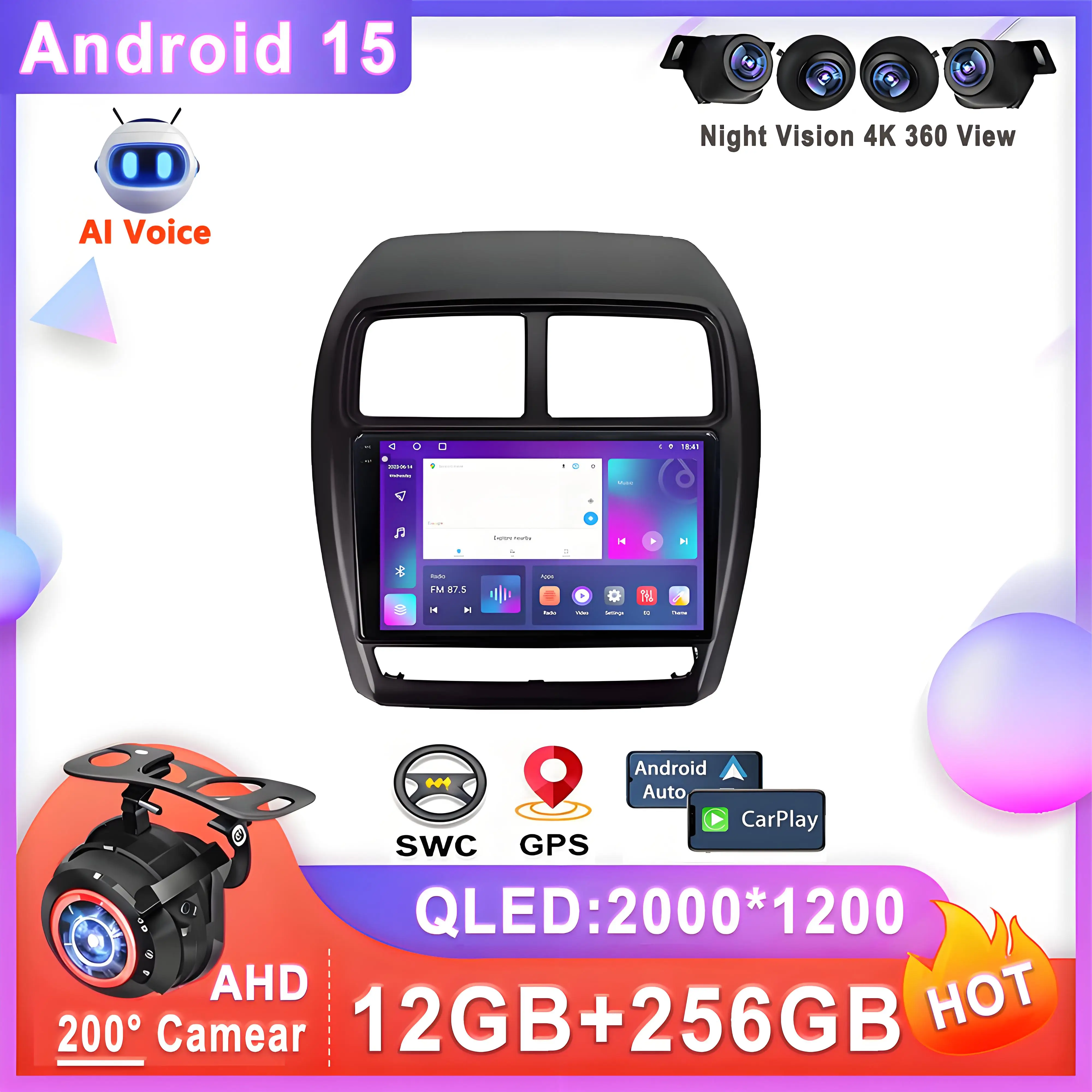 Автомобильная стереосистема Android 15 для Mitsubishi ASX 1 2016-2023, мультимедийная навигация, стерео GPS-монитор, экран, ТВ-видеоплеер, авто 5G BT Автомобильная стереосистема Android 15 для Mitsubishi ASX 1 2016-2023, мультимедийная навигация, стерео GPS-монитор, экран, ТВ-видеоплеер, авто 5G BT