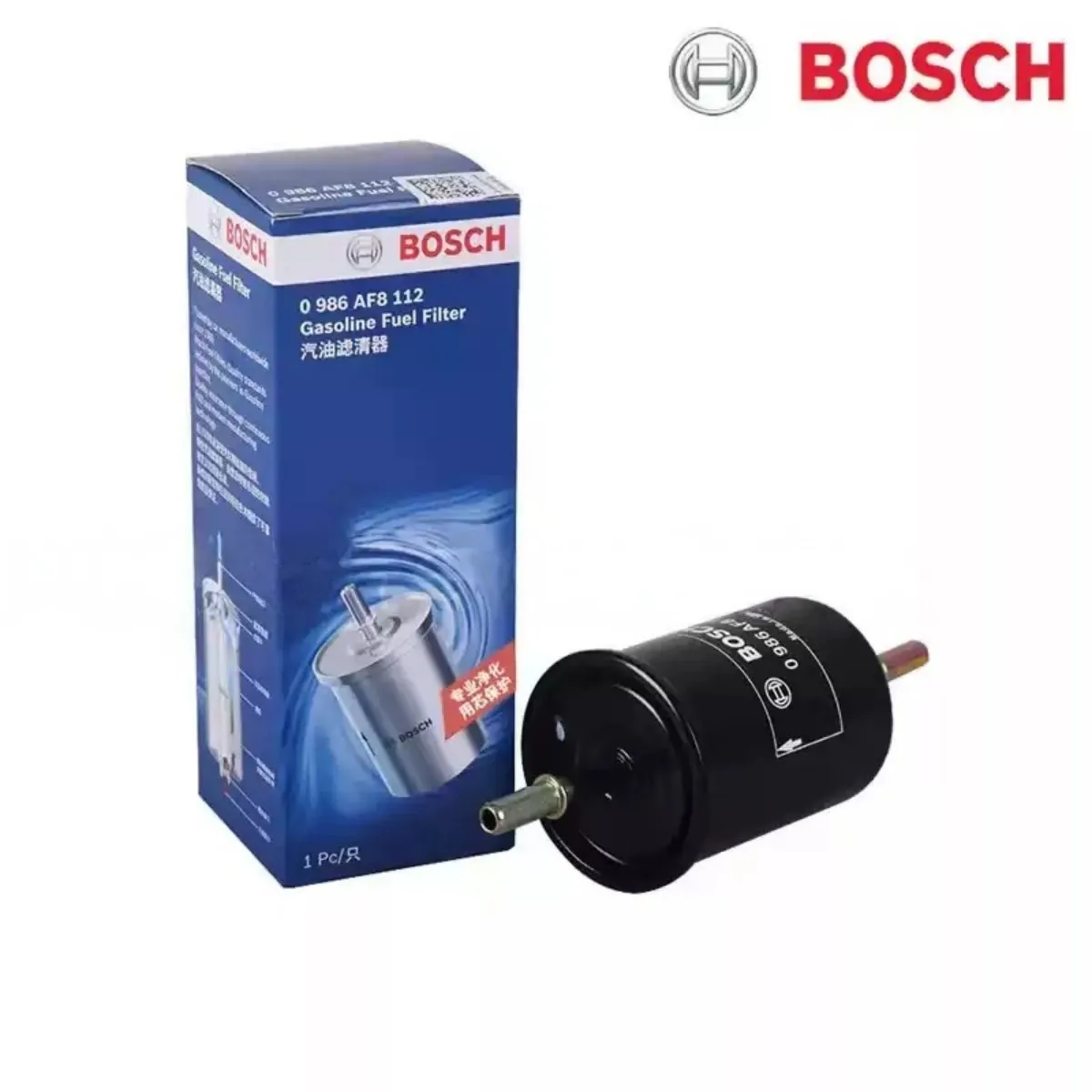 Bosch fuel filter 0986AF8112 Used For Chevrolet:; Lecheng: 0.8L/1.0L/1.2L; Baojun:; Lechi 1.0L/1.2L