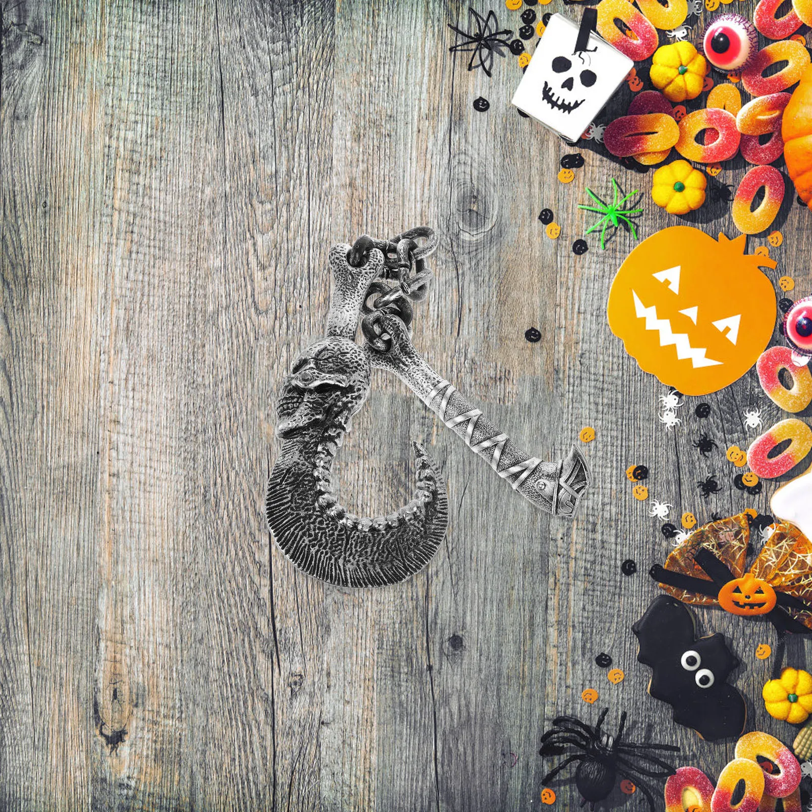 

Halloween Skull Chain Hook Prop Realistic Lightweight Decor Photo Cosplay Supply Toy Hook Gadgets Party