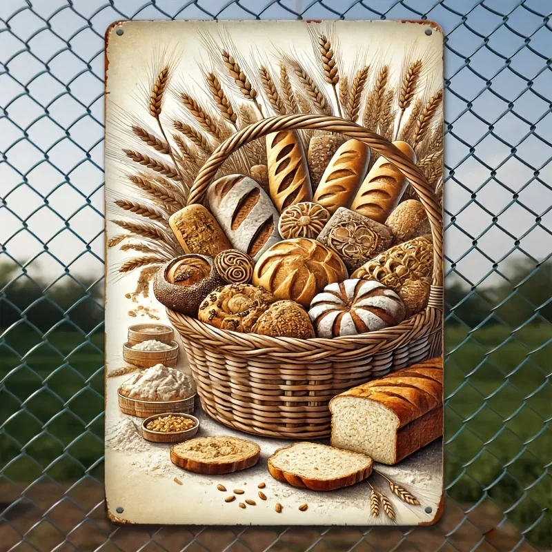 Charming Vintage Farmhouse Bread & Wheat Kitchen Sign - Rustic Iron Wall Decor for Home, Bar, Garage | Waterproof Dustproof