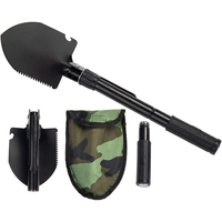 1PC Engineer Shovel Military Shovel with Compass Outdoor Multifunctional Folding Military Shovels Vehicle Camping Fishing Spades