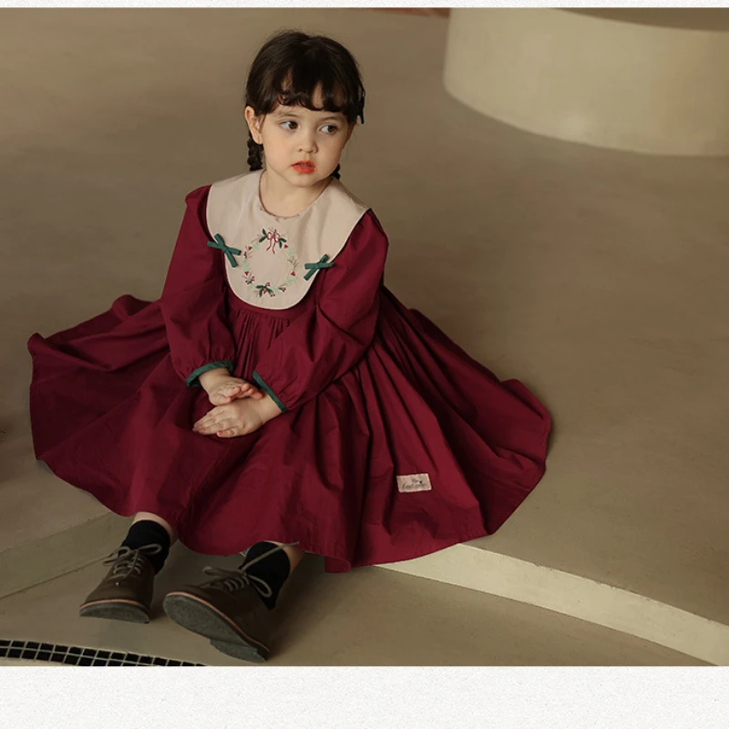 Lolita Style Baby Girl Dress Vintage Spring Autumn Long Sleeve Kids Girls Princess Dress Birthday Party Christmas Dress