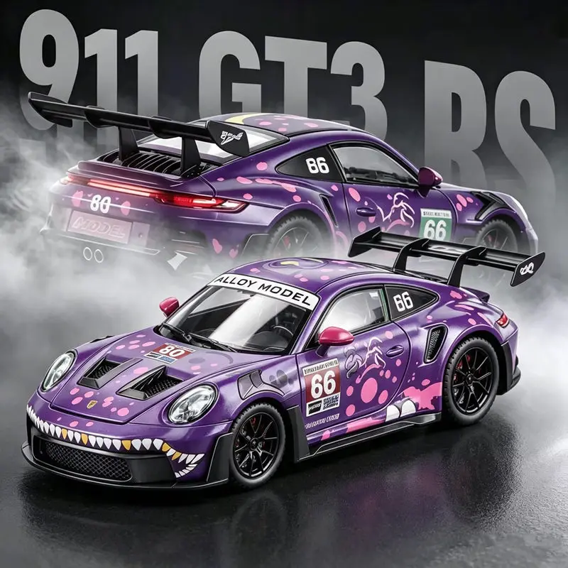 NEU 1:24 911 GT3 RS Supersportwagen Modellauto aus Legierung mit Sound und Licht, Rückzieh-Automodell, Sammlerstück, Geburtstagsgeschenk