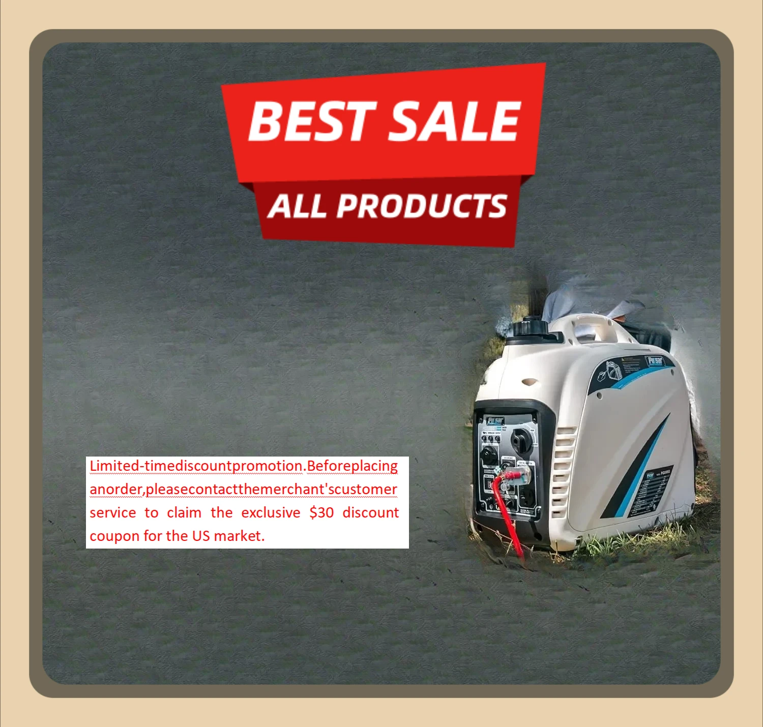 

[XMSJ-Limited Stock, Buy Now!]PG2300iS 2,300W Portable Super Quiet Gas-Powered Inverter Generator with USB Outlet & Parallel Cap