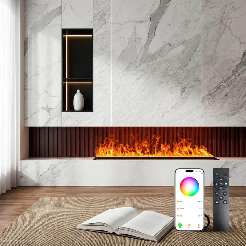 700-3000mm Atomization Fireplace Smart Timing Adjustable Flame Colors With Remote App Control Built-In Water Fireplaces
