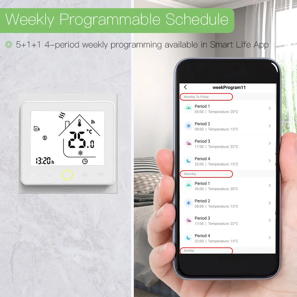 Termostato inteligente ZigBee, controlador de temperatura Hub necesario agua/calefacción eléctrica de suelo, agua/caldera de Gas con Alexa Google Home