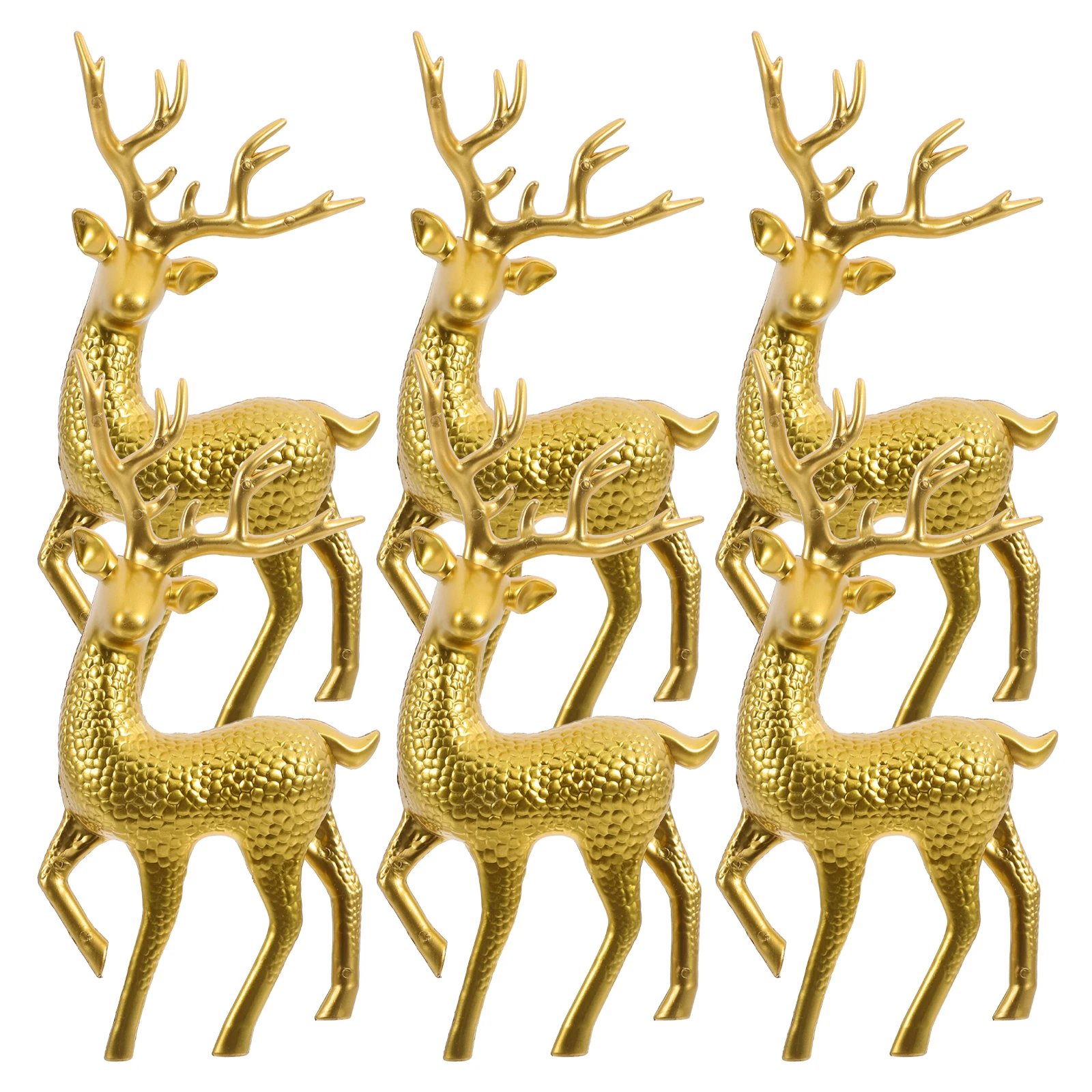 

6Pcs Christmas Reindeer Decorations Adorable Elk Statues Desktop Ornaments Xmas Deer Crafts Plastic Holiday Scene