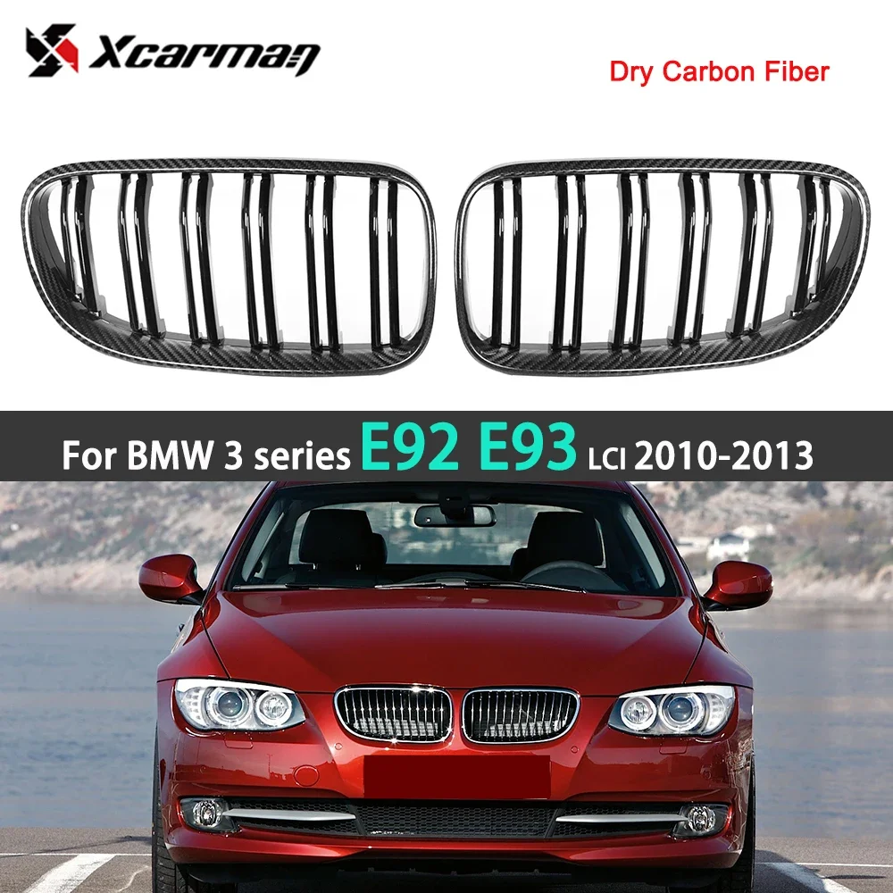 Dry Carbon Fiber Front Grille For BMW Coupe Convertible E92 E93 & M3 Facelifted 2010-2013 Car Styling Gloss Bumper Kidney Grill