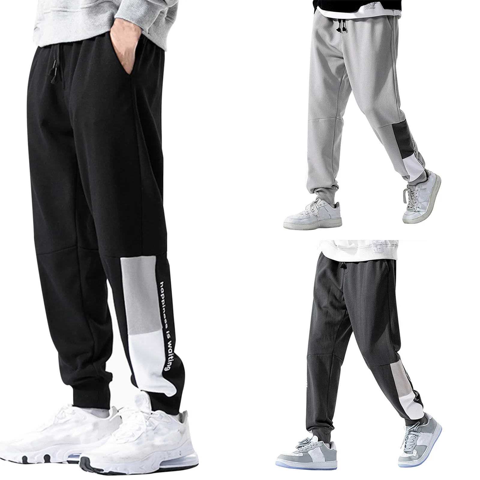 

Classic Streetwear Casual Men Ribbons Harem Jogging Pants Male Slim Fit Spring Cargo Pants Multi-Pockets Men Trousers