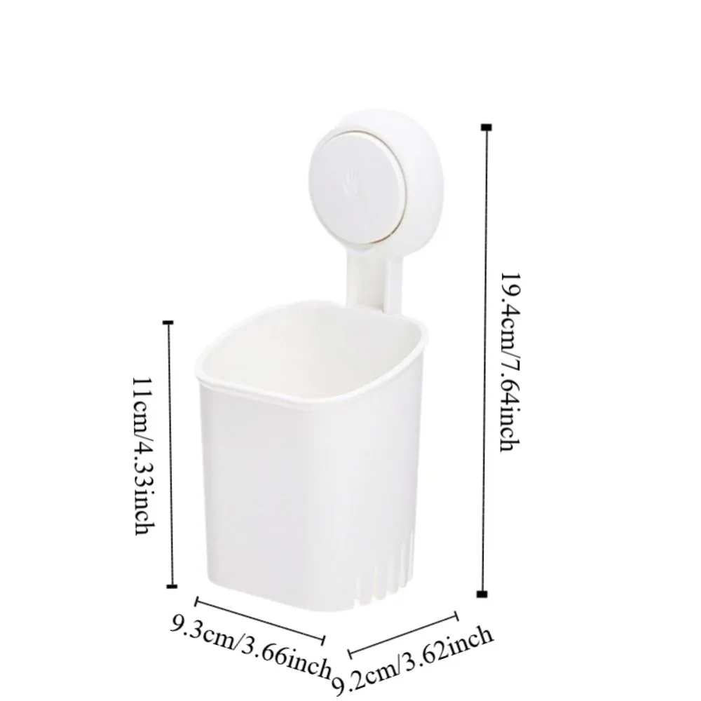 2pcs Drill-Free Suction Cup Toothbrush Holder Wall-mounted Drainable Toothpaste Holder Space-saving Ventilated Razor Holder