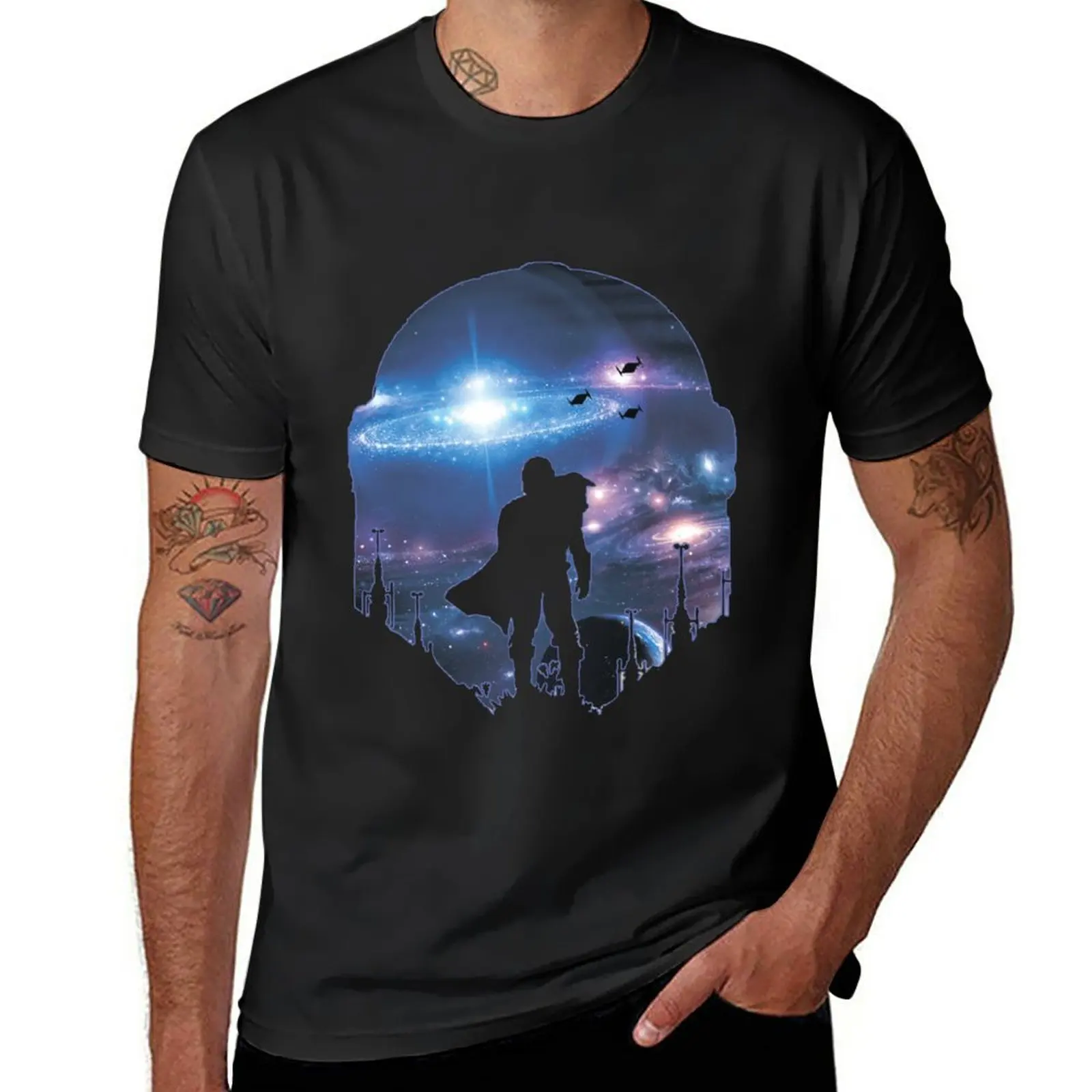 helmet Mando T-Shirt blacks Aesthetic clothing summer clothes heavyweights mens big and tall t shirts