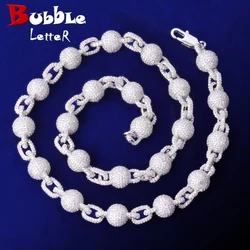 Bubble Letter Iced Out Ball Chain for Men Micro Pave Choker Necklace Hip Hop Fashion Jewelry Bling Charms