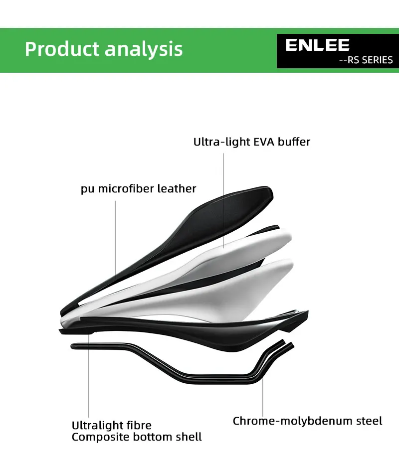 ENLEE Mountainbike Hohles Sitzkissen Klappbares Rennrad Hohl Atmungsaktives Ultraleichtes Stahlbogensattel Reitausrüstung – Detail 5