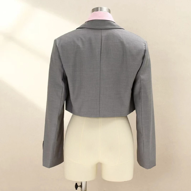 Blazer de lã de manga comprida para mulher, top com lapela em patchwork, casaco de alta qualidade, 2024, outono, novo, y2k