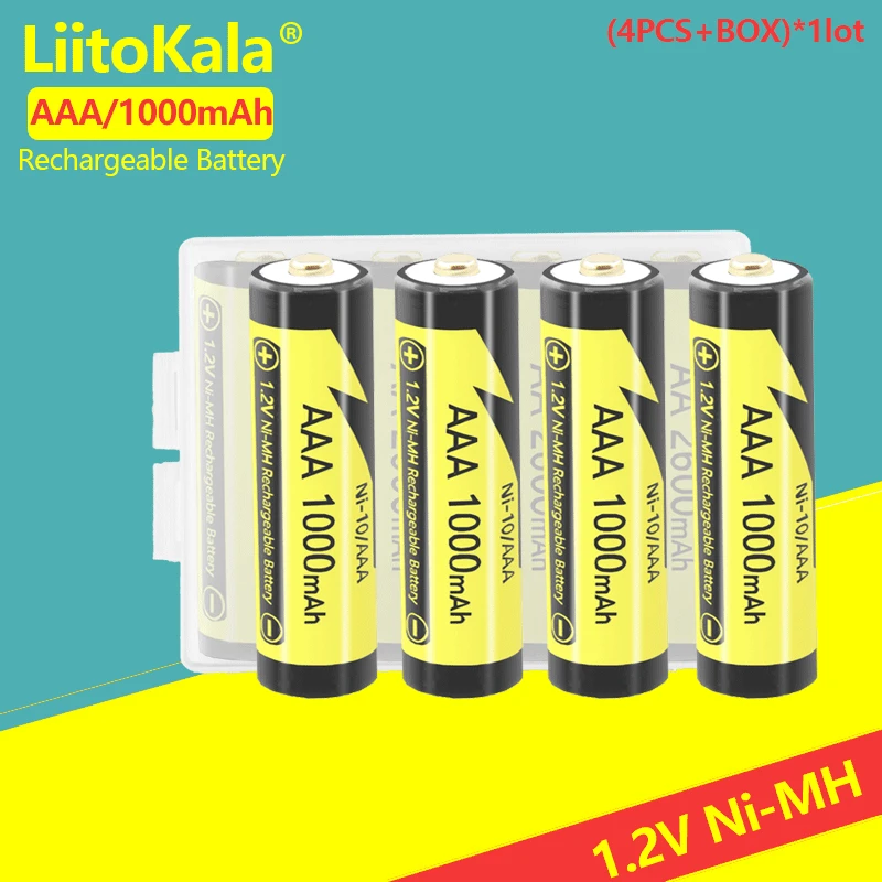 4 sztuk LiitoKala AAA 1000MAH/AA 2600MAH NiMH 1.2V akumulator nadaje się do zabawek myszy, z 1PC AAA/uchwyt baterii AA