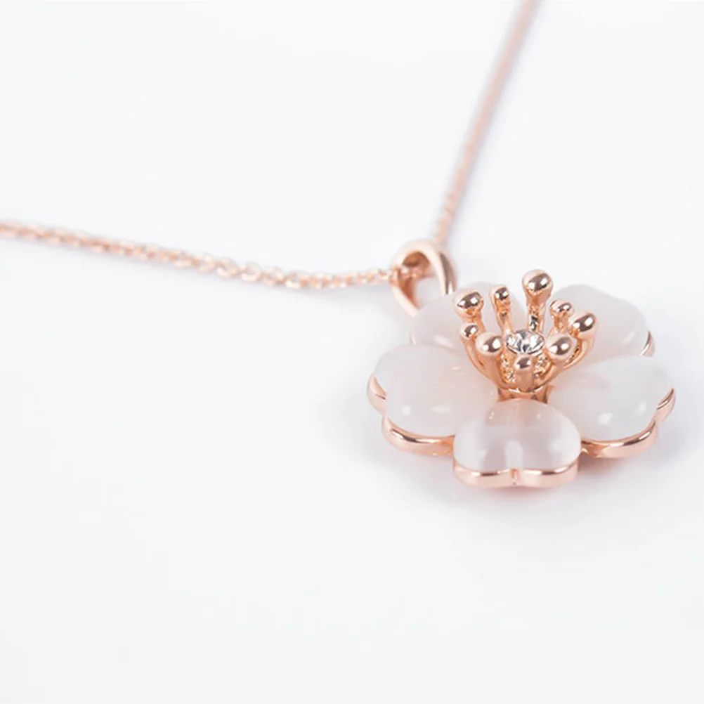 سبيكة زهرة قلادة أقراط مجموعة مجوهرات حساسة زهرة على شكل قلادة قابل للتعديل سلسلة هدية لعيد الحب الذكرى #1