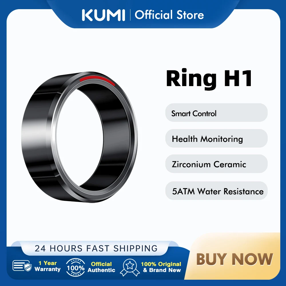 Smart Ring H1 Durable 5ATM Waterproof, Remote Control Functionality, and Sleek Ceramic Design