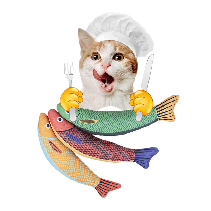 Katzenspielzeug, Simulation Sackleinen, Fisch, Katzenzähne, Schleifen, Training, Kätzchen, neckende Katzenstäbchen, selbstaufzugsendes Haustierspielzeug, verschleißfest