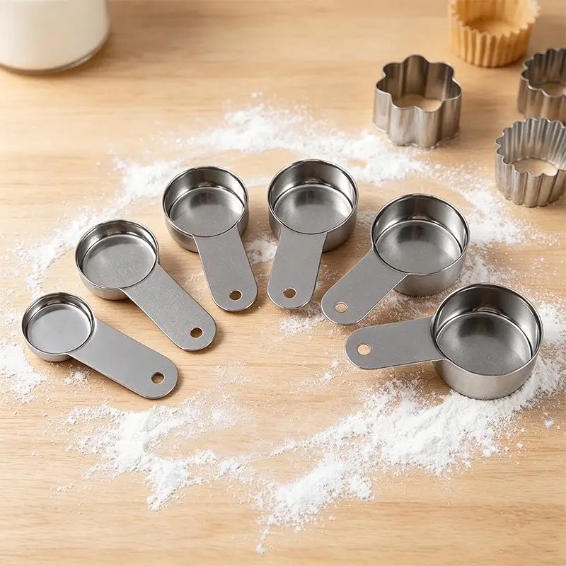 Hanging Design Round Head Stainless Steel Measuring Spoons Precise Measuring Tool for Home Kitchen Baking Daily Cooking