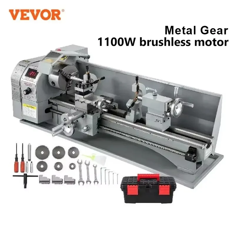 VEVOR Precision Benchtop Power Metal Lathe 220 x 750MM Variable Speed LED Brushless Lathe For Making Metric and Inch Threads