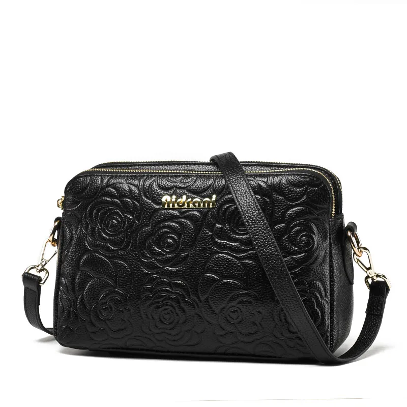 Aidrani Fashionable women\'s one shoulder crossbody bag made of high-quality cowhide with floral patterns printed on it