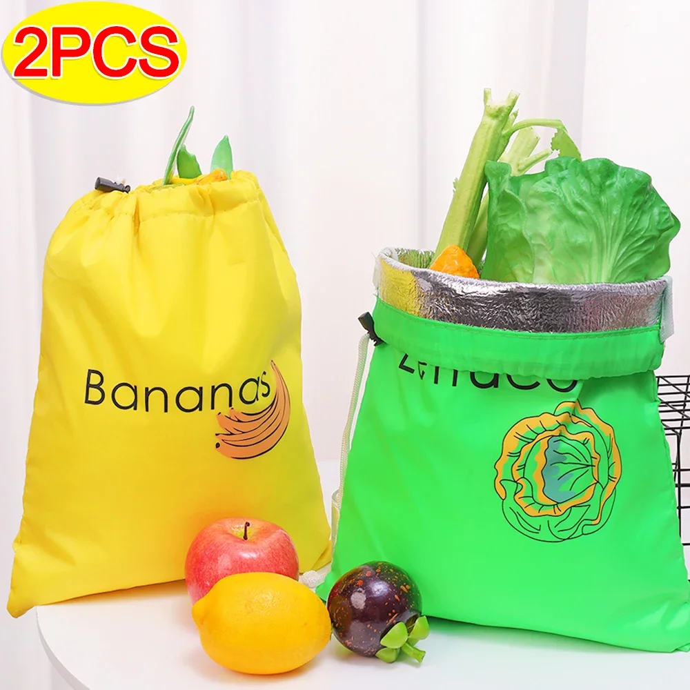 2/1PCS Food Preservation Bag Lettuce Banana Fresh-keeps Bundle Pocket Reusable Kitchen Vegetable Fruit Storage Drawstring Bags