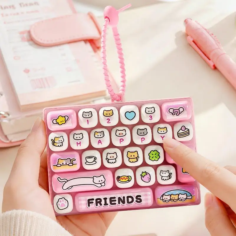 26-Key Cap Keychain Fidget Clicker Durable Anti-Anxiety Sensory Toy for Office Workers Daily Play