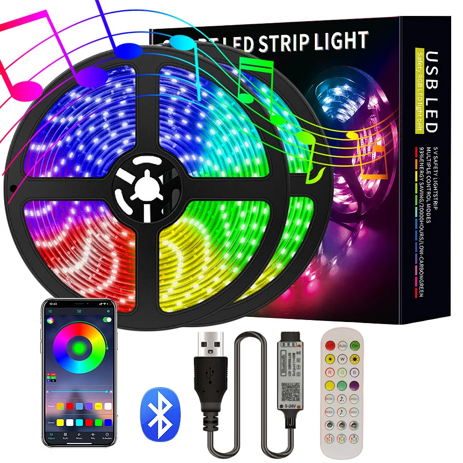 

5V LED Belt Set 5050RGB Waterproof Colourful USB24 Key Music Bluetooth TV Background Atmosphere Light