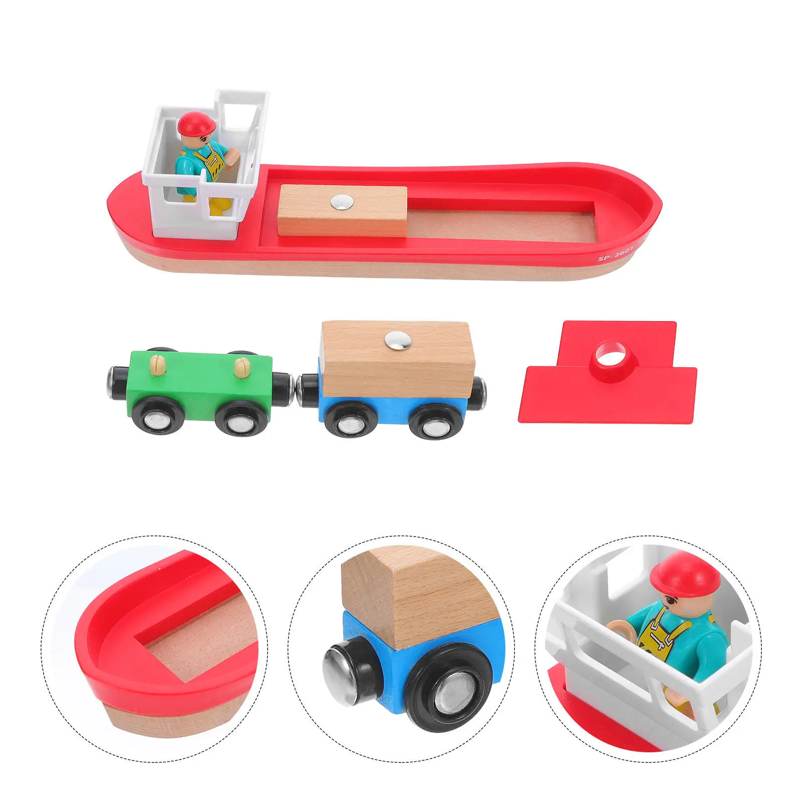 

1Set Wooden Track Ship Accessory Set Marine Themed Boat for Wooden Train Layouts Stimulates Imagination Easy Assembly Realistic