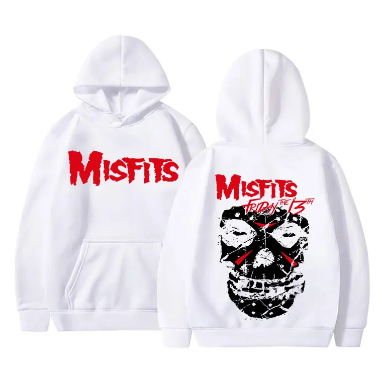 Horror Punk Misfits Skull Graphic Print Hoodie Male Fashion Vintage Long Sleeve Hoodies Men Women Gothic Oversized Sweatshirts