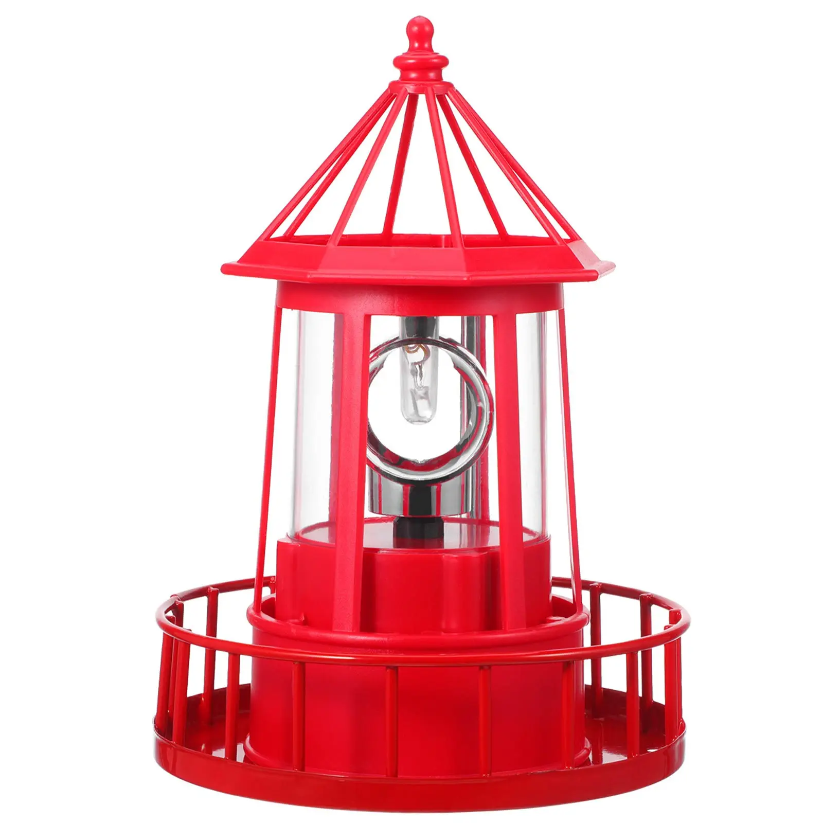 

Solar Powered Rotating Lighthouse Iron Garden Decor ABS Iron Material Outdoor Yard Lawn Solar Garden Lighthouse