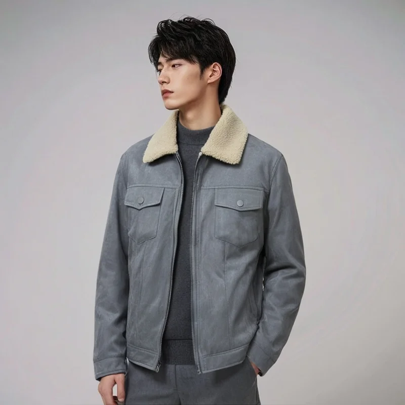 

Fashion Autumn Winter Warm Jacket for Men Casual Street Quality Male Fur Collar Clothing Outdoor Windproof Zipper Men Overcoat