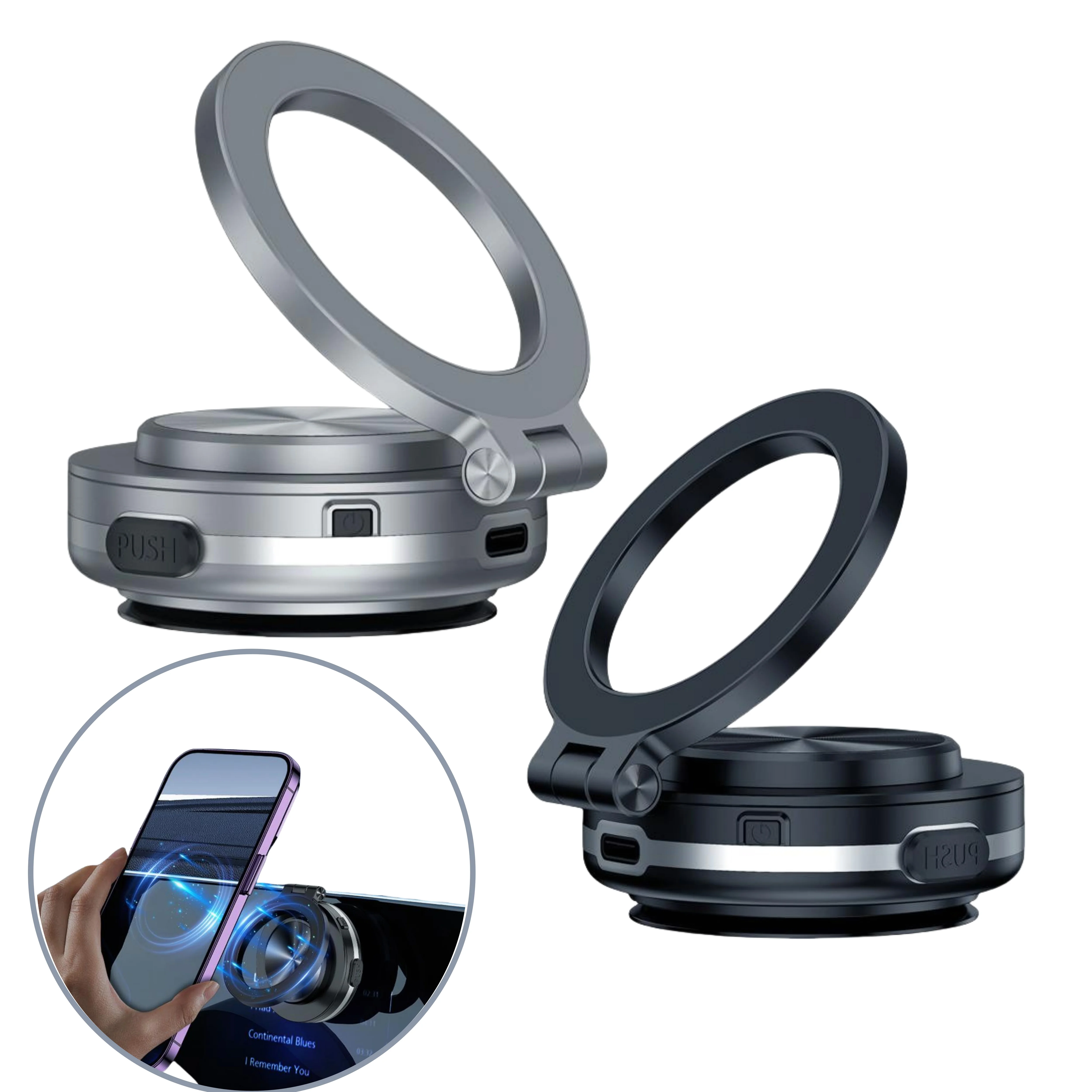 

Magnetic Car Phone Holder 360 Degree Rotation Foldable Strong Vacuum Mount Universal Compatible with iPhone Samsung Smartphones