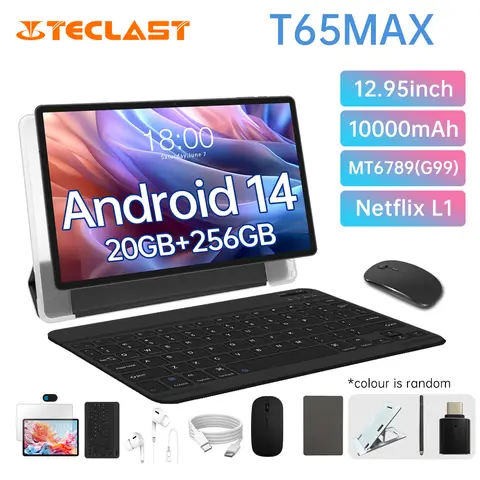 Teclast T65MAX 태블릿, MT6789(G99) 8 코어 2.2GHz, 8GBRAM, 256GB ROM, 12.95 인치 1200 × 1920iPS, WIFI5G, 4G, 10000mAh, C타입, 13MP + 8MP