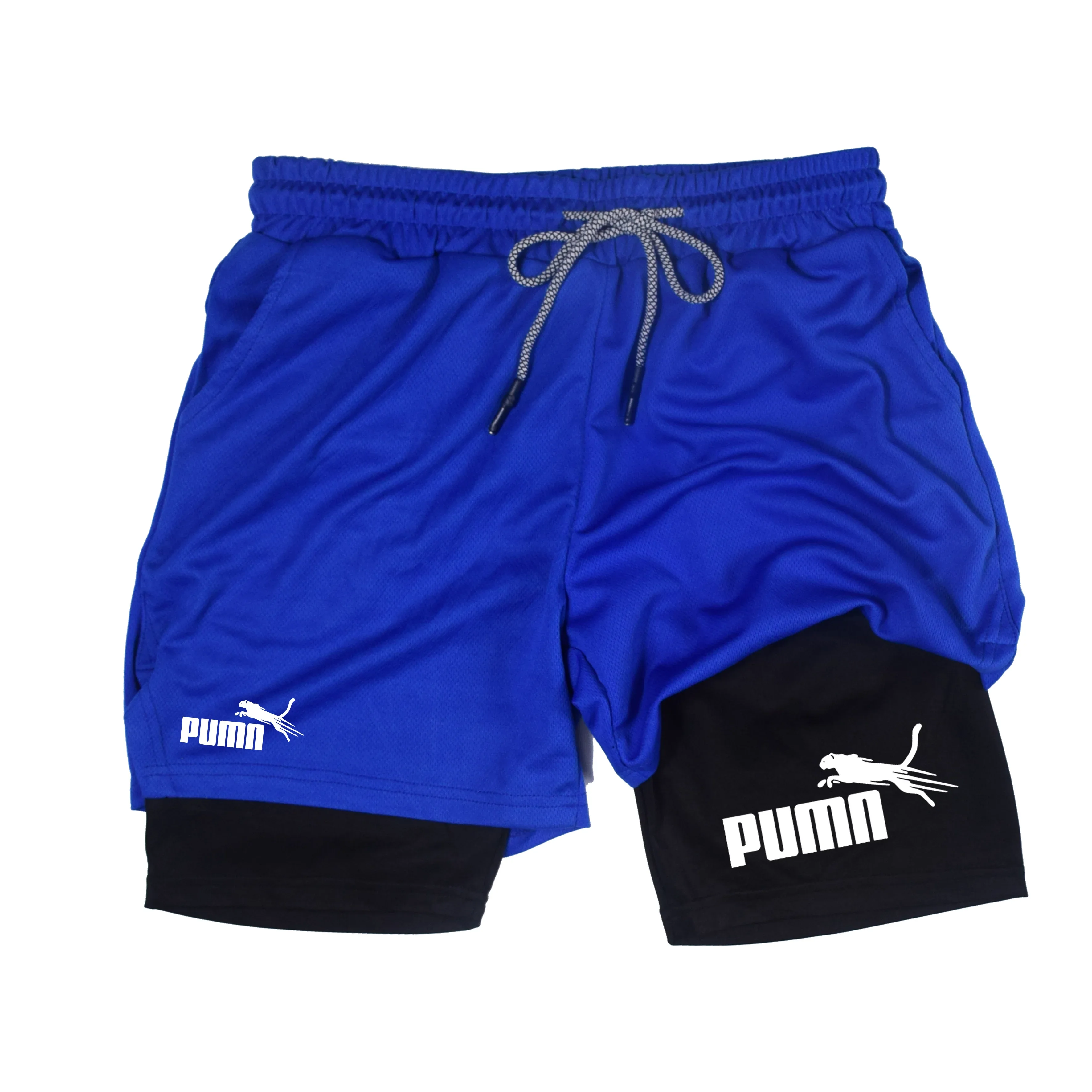Summer Breathable Dual-Purpose Double-Layer 2-in-1 Men's Elastic Compression Shorts, Quick Drying Multifunctional Shorts