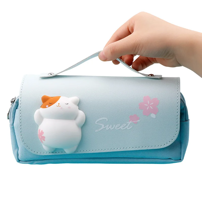 Imagem -06 - Material Escolar Papelaria Kawaii Escola Estojos Lápis para Meninas Bolsas Canetas Bonito Coreano Papelaria Coldres Supply Store Estética