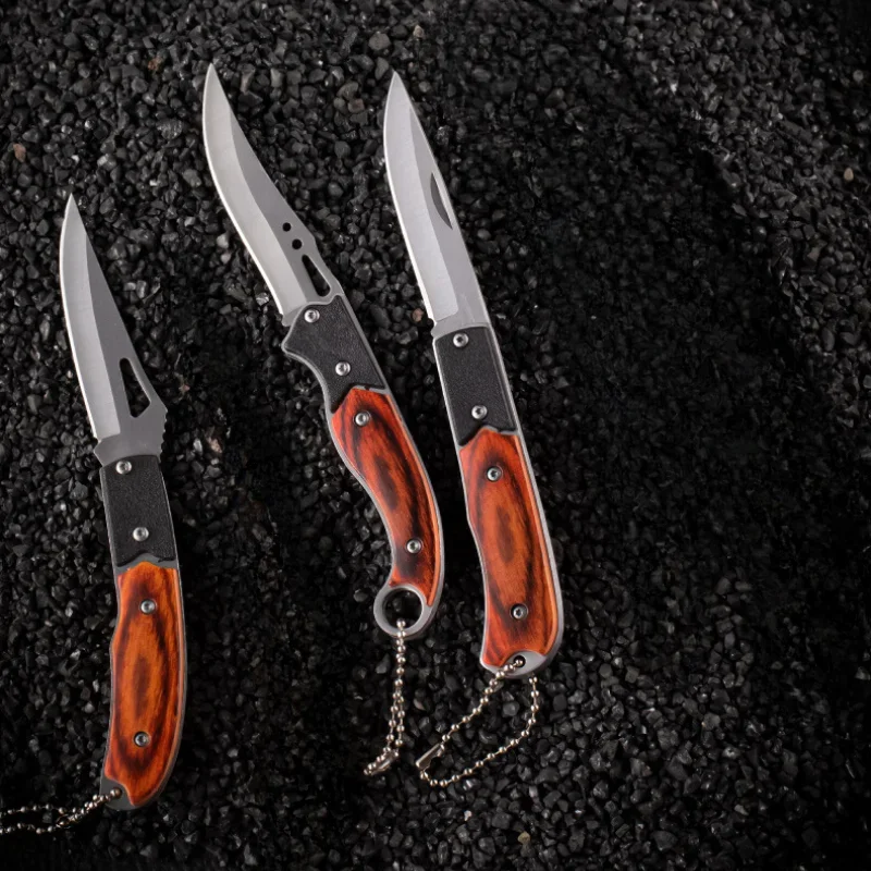 Portátil Folding Pocket Knife Lâmina de Ferramenta de Corte Unboxing Chaveiro Pingente Viagem Camping Presente de Férias Aço Inoxidável