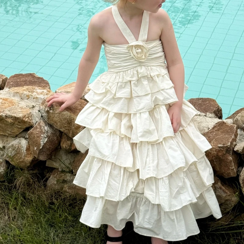 Girls Dress 2026 Spring and Summer New Children's Clothes Girls Baby Three-dimensional Flower Holiday Princess Dress