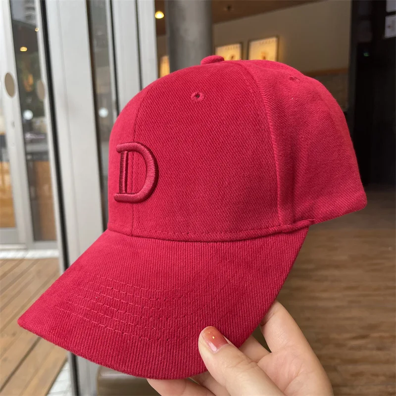 New Fashion Red High-grade Baseball Cap Women Men\'s Wide Brim Deep Hat Embroidery D Visor Hard Caps Spring and Autumn Travel Hat