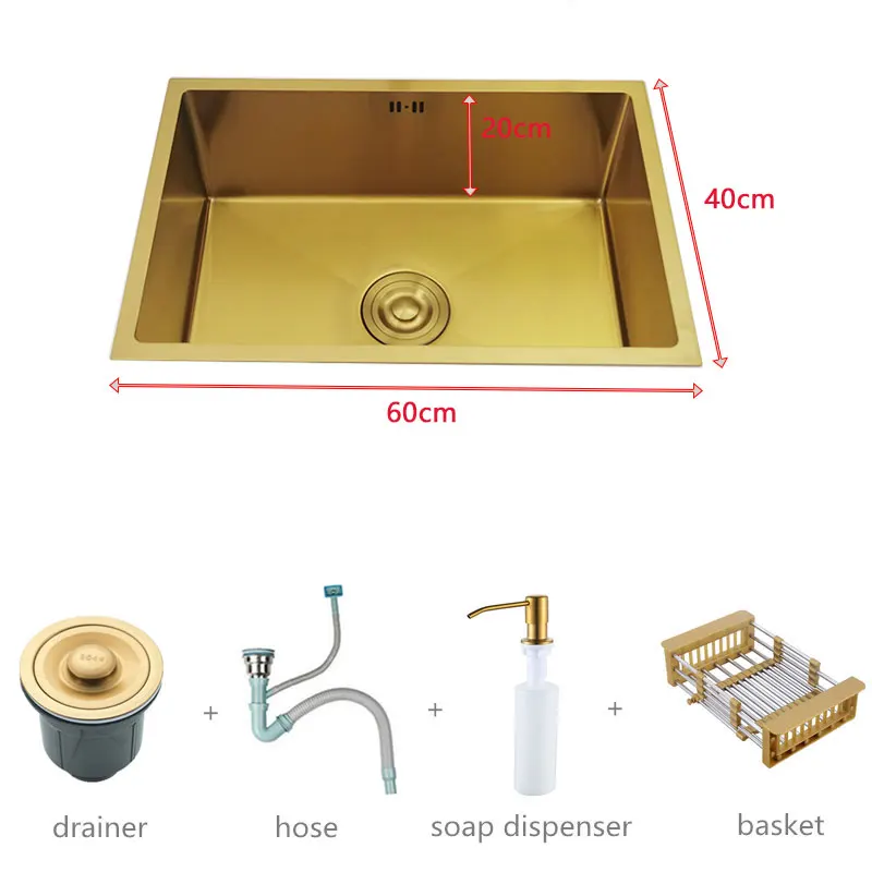 Gouden Gootsteen 304 Roestvrijstalen Wastafels Boven De Toonbank Of Undermount Installatie Enkele Kleine Staaf Gouden Wastafel
