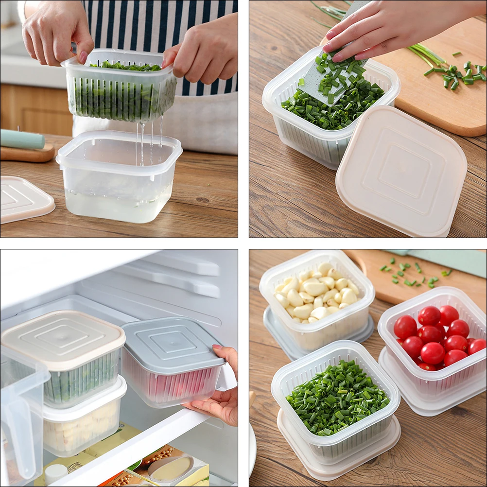 

4 Pcs Crisper Boxes Food Containers Storage Draining Onion Fresh-keeping Case Fruit