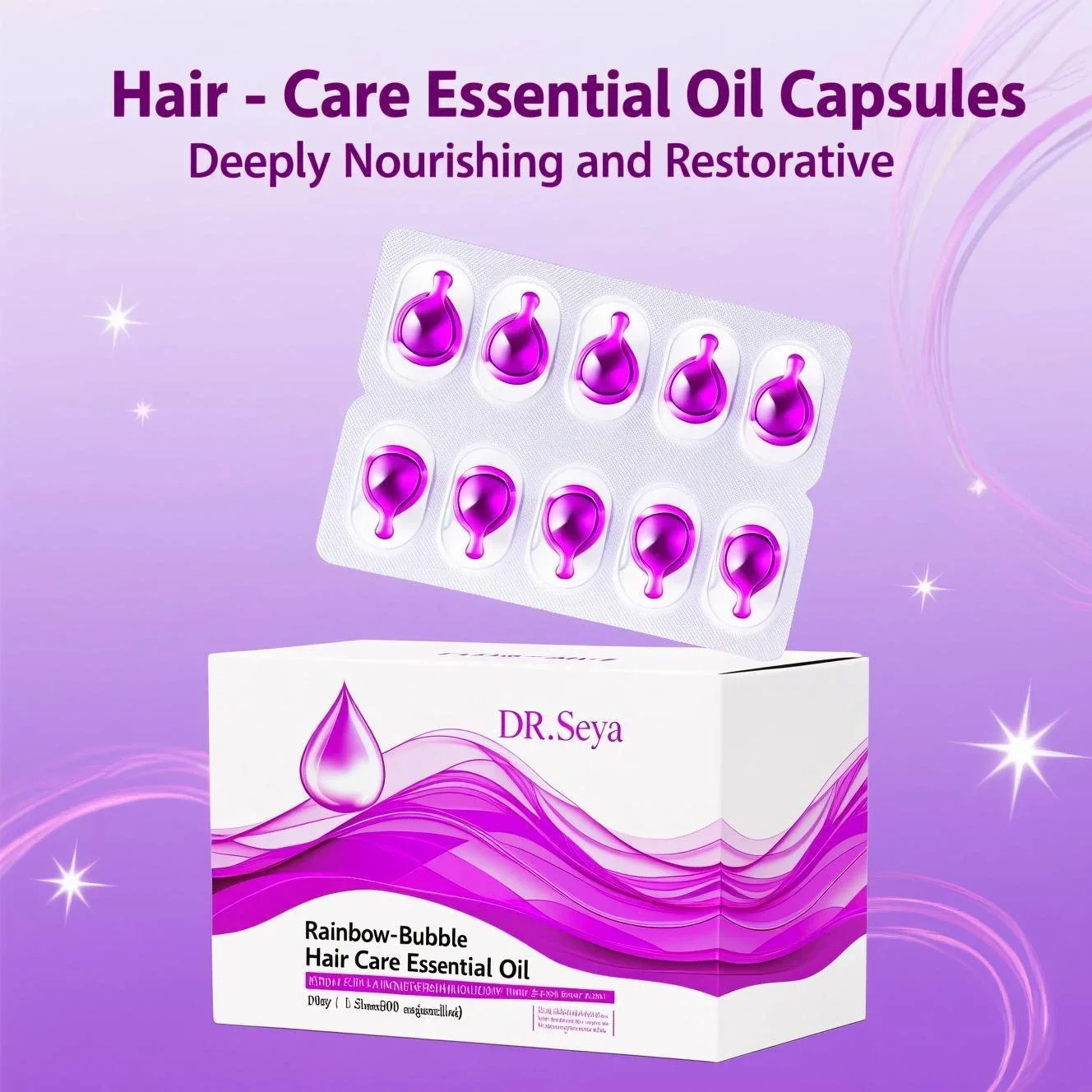 

Hair Care Essential Oil Capsules 50 Pcs Repairing Nourishing with Plant Oils Portable Single Dose for Shiny Smooth Hair